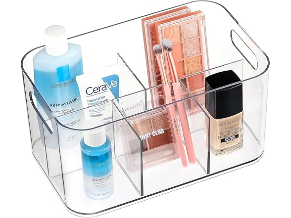 5-Compartment Clear Plastic Bin