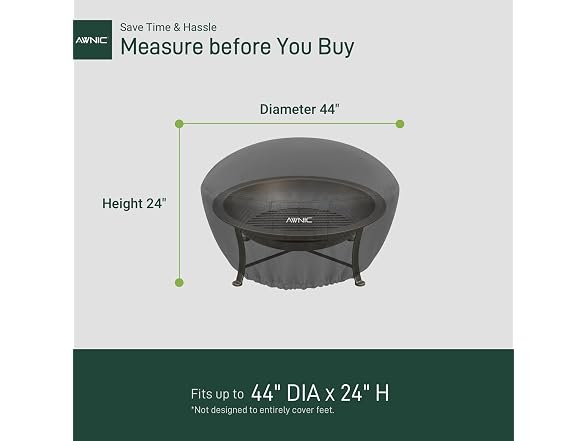 AWNIC 44"D x 24"H Round Fire Pit Cover  - Gallery 2