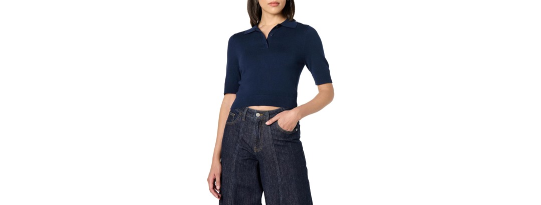 The Drop Women (XXS) Gero Short Splitneck Polo Tee