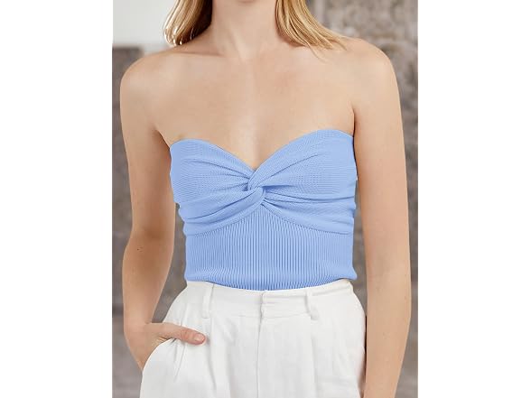 Missactiver Women (S) Twist Knit Top Baby Blue