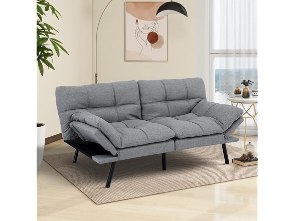 MUUEGM 71" Futon Sofa Bed, Memory Foam