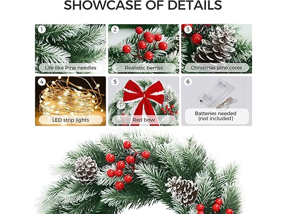 Pinkpum Christmas Wreath for Front Door