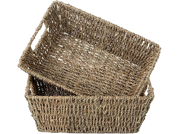 Sukkiri Homu Trapezoid Storage Basket with Handle, Set of 2 