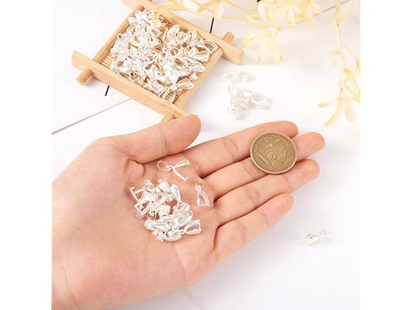 Craftdady Silver Pendant Pinch Clip Bail Clasps 200Pcs