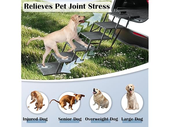 LIALEX W2204 Plastic 6 steps dog ramp for car