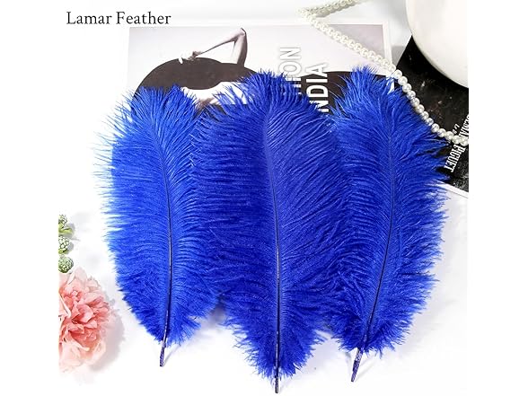 Lamar 20pcs 10-12'' Blue Ostrich Feathers for Decorating