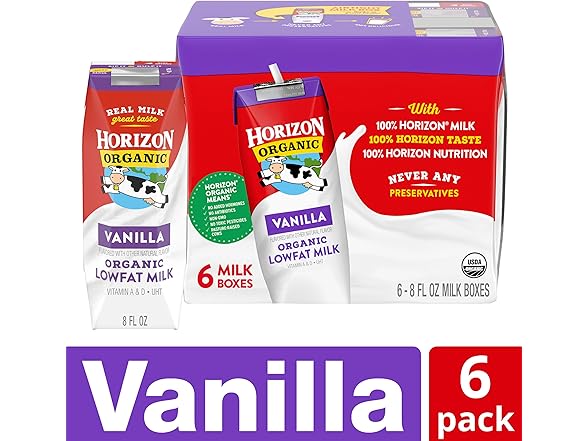 6PK Horizon Organic Shelf Stable 1% Lowfat Milk