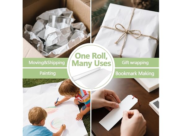 MAXTBEE 36" × 1500"(125') Thickened White Craft Paper Roll