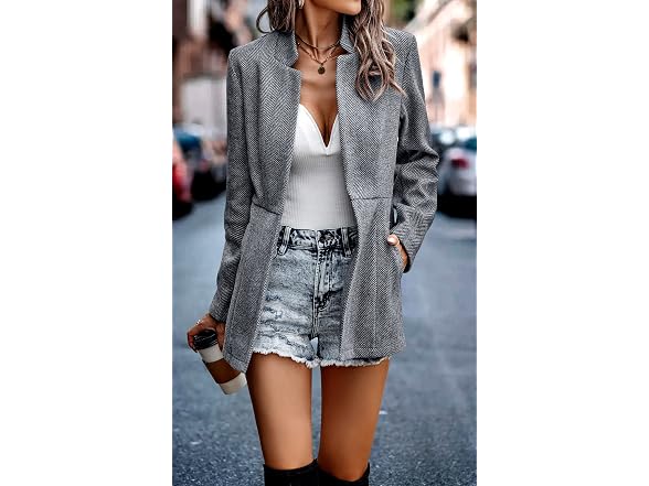 Cctoo Women (L) Coat Casual Open Front Long Jacket