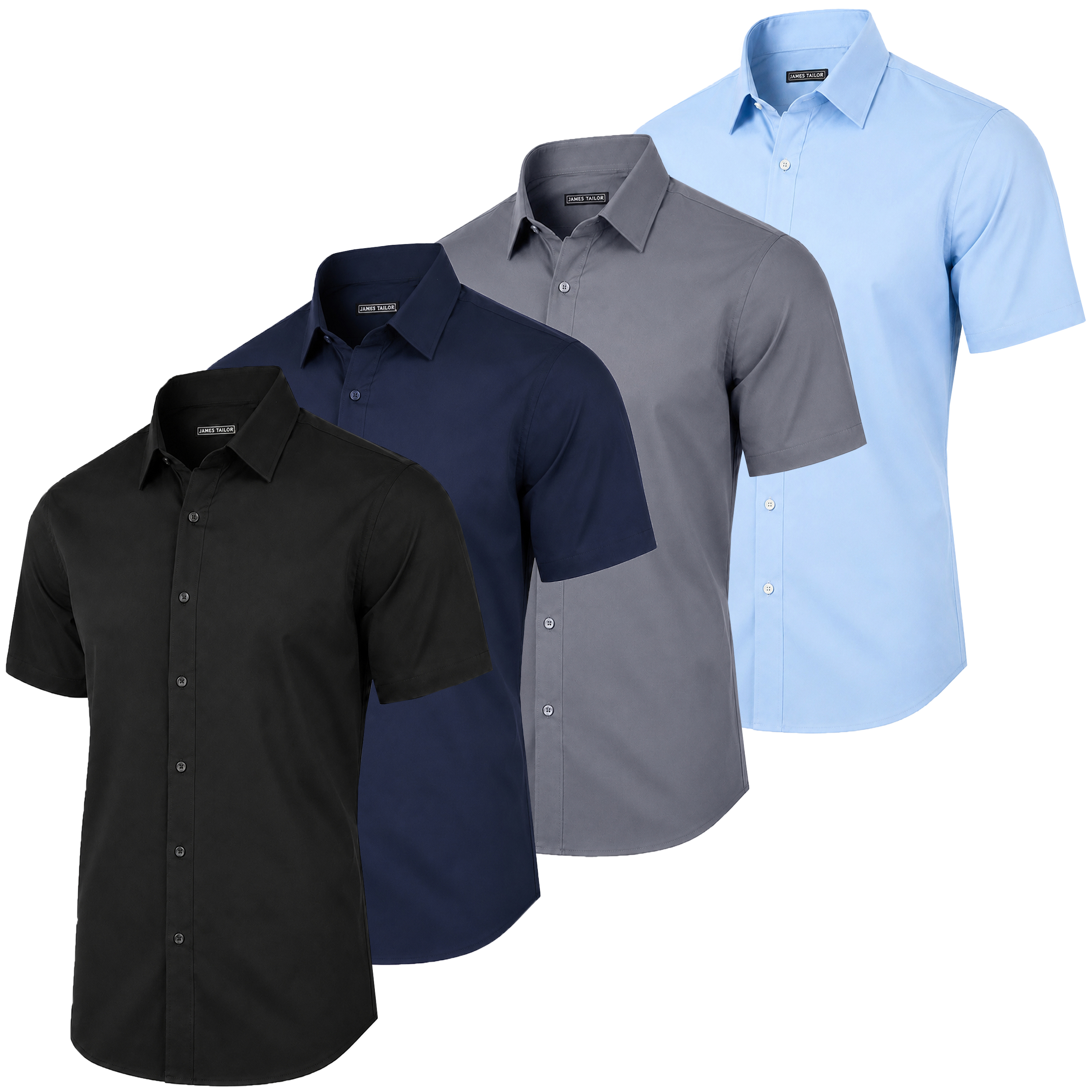4Pk Mens S/S Cotton Stretch Dress Shirt (S-3XL) - Gallery 18