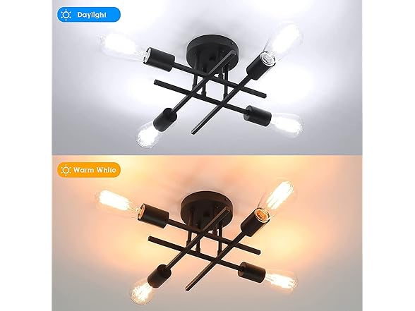 TOBUSA Semi Flush Mount Ceiling Light Fixture Matte Black