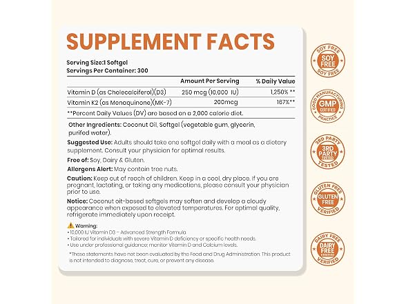 VEV Vitamin D3 K2 Softgels