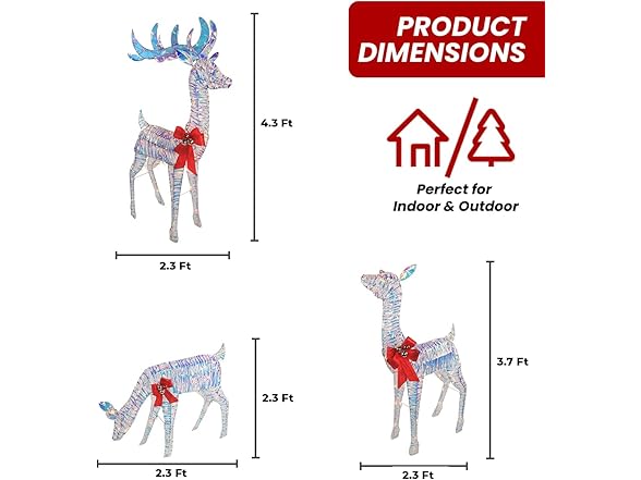 Top Treasures 3-Piece Iridescent Reindeer Family