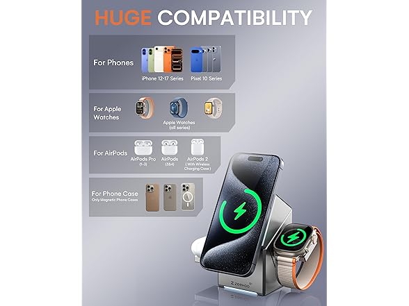 ZEEHOO 3 in 1 Charging Station for Apple