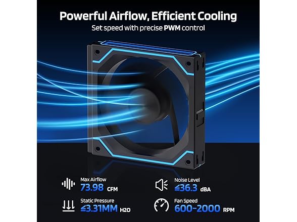 LTC Black 120mm PC Case Fan, ARGB