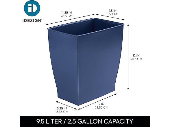 iDesign Small Plastic Bathroom Trash Can