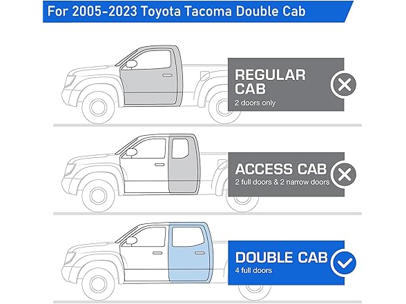Running Boards Fit 2005-2023 Tacoma Double Cab