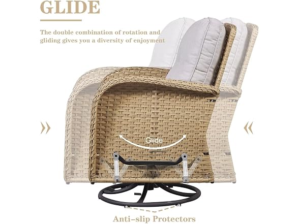 3PC Patio Swivel Rocker Bistro Set