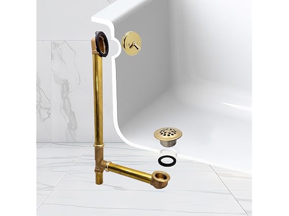 Westbrass 22.5in Waste Overflow Brass