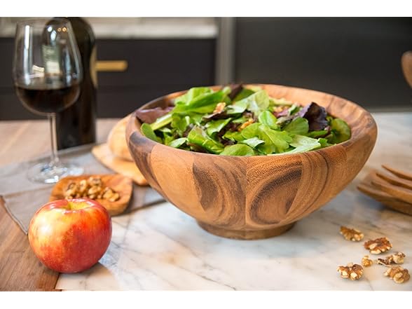 Ironwood Large Salinas Salad Bowl Set, Acacia Wood