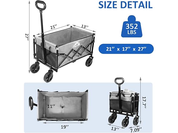 VOYSIGN Collapsible Wagon Cart 352LBS