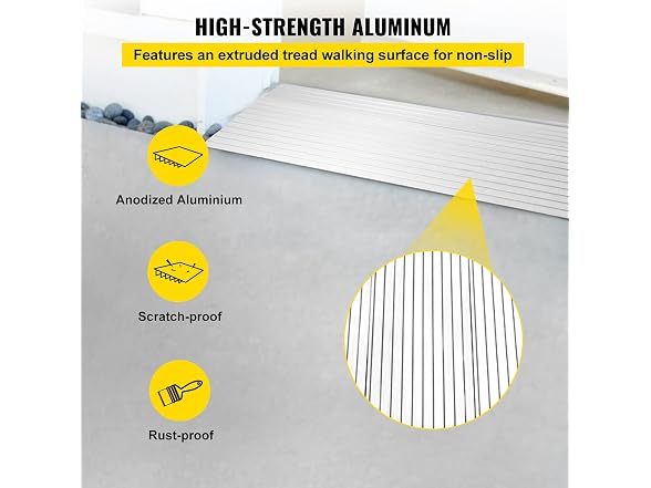 Door Threshold Ramp, 1" Rise, 800 lbs Load