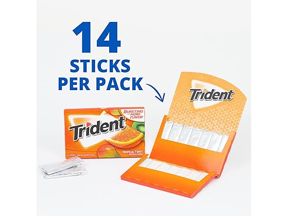 Trident Trident Tropical Twist Gum, 14pc, 12pk