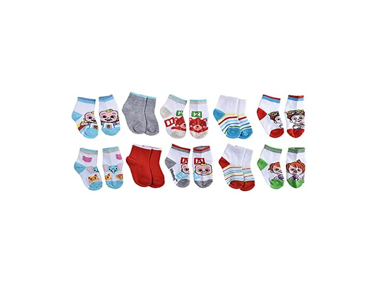 CoComelon boys Quarter Socks,10 Pack, XS