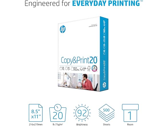 HP Printer Paper | 8.5 x 11 Paper | Copy &Print 20 lb | 1 