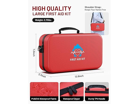 KAUGIC 500 Pcs Waterproof First Aid Kit
