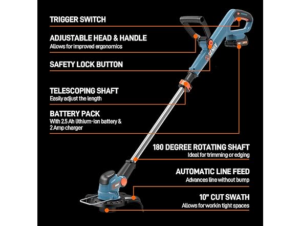 SENIX 20V 10" Cordless Weed Wacker - Gallery 6