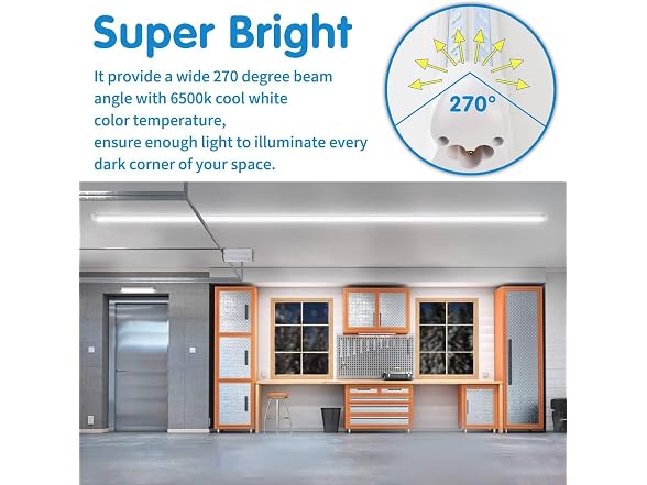 AQIQUUT Led Shop Light Clear White 4Pk