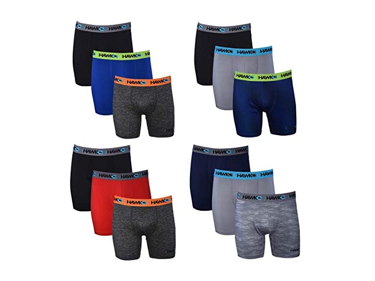 Tony Hawk Men's Performance Boxer Briefs - 12-Pack Athletic Fit No Fly Breathable Tagless Underwear