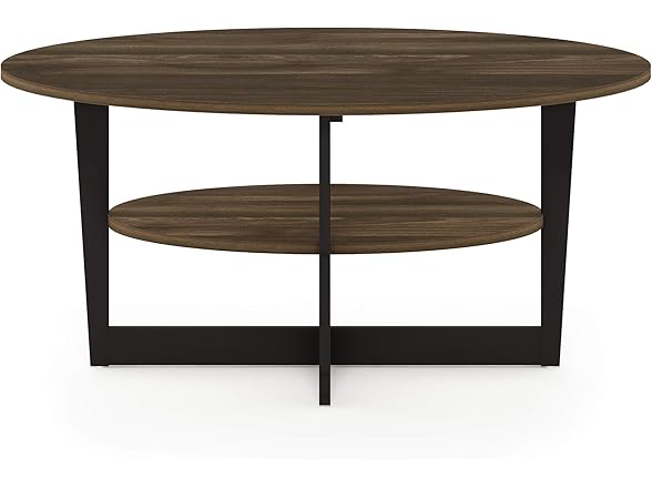 Furinno Coffee Table, 1-Pack, Columbia Walnut/Black