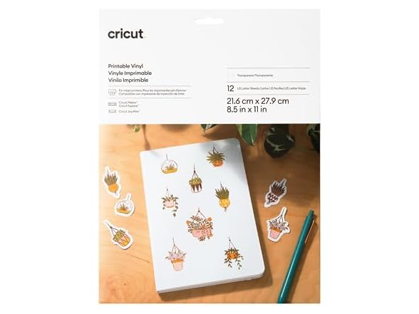 Cricut Vinyl Sticker Paper (12 Clear Sheets, 8.5x11)