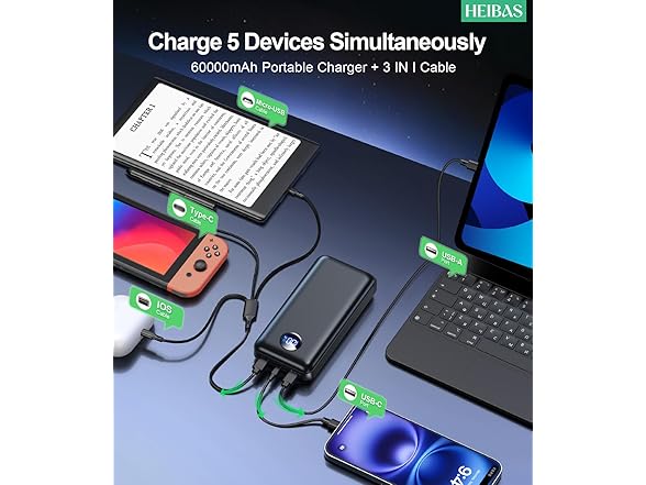 HEIBAS 60,000mAh Portable Charger Power Bank