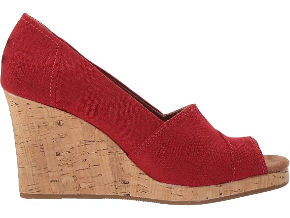 TOMS Women's Classic Wedge Espadrille Sandal, Red Crosshatch Jacquard, 5