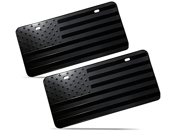 Zone Tech Monochrome USA Flag License, 2 Pack