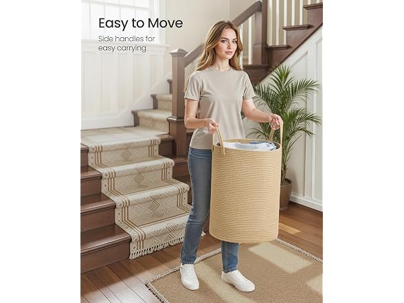 SONGMICS Laundry Hamper, Cotton Rope Basket
