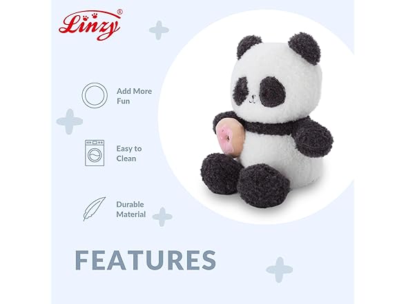 Linzy 10” Panda Stuffed Animal Holding Donut