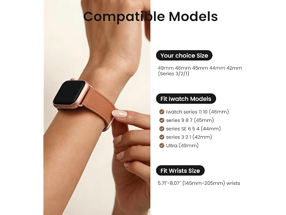 2 PK Leather Strap Band for Apple Watch- Brown/ Rosegold
