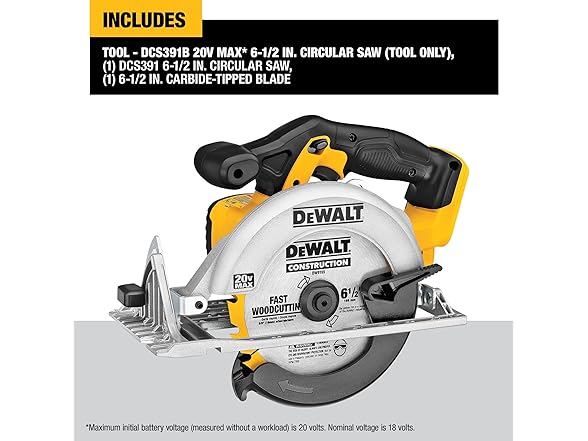DEWALT DCS391B 20V MAX Circular Saw, 6-1/2" Blade