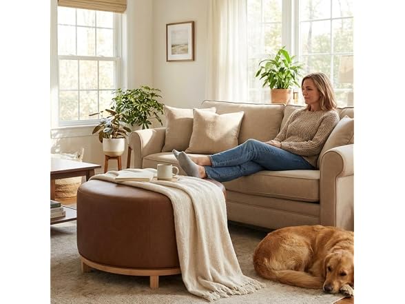 HomePop 32in Haven Ottoman Chestnut