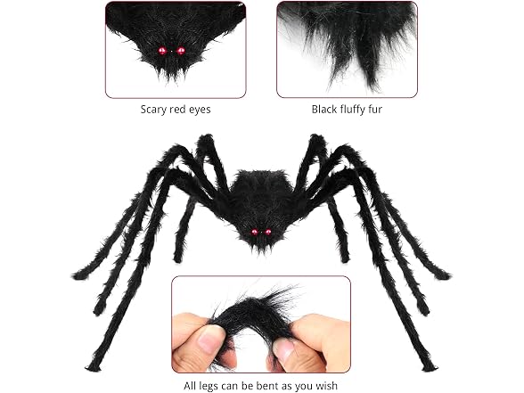 Nirohee 2 Pack Giant Spider Decoration