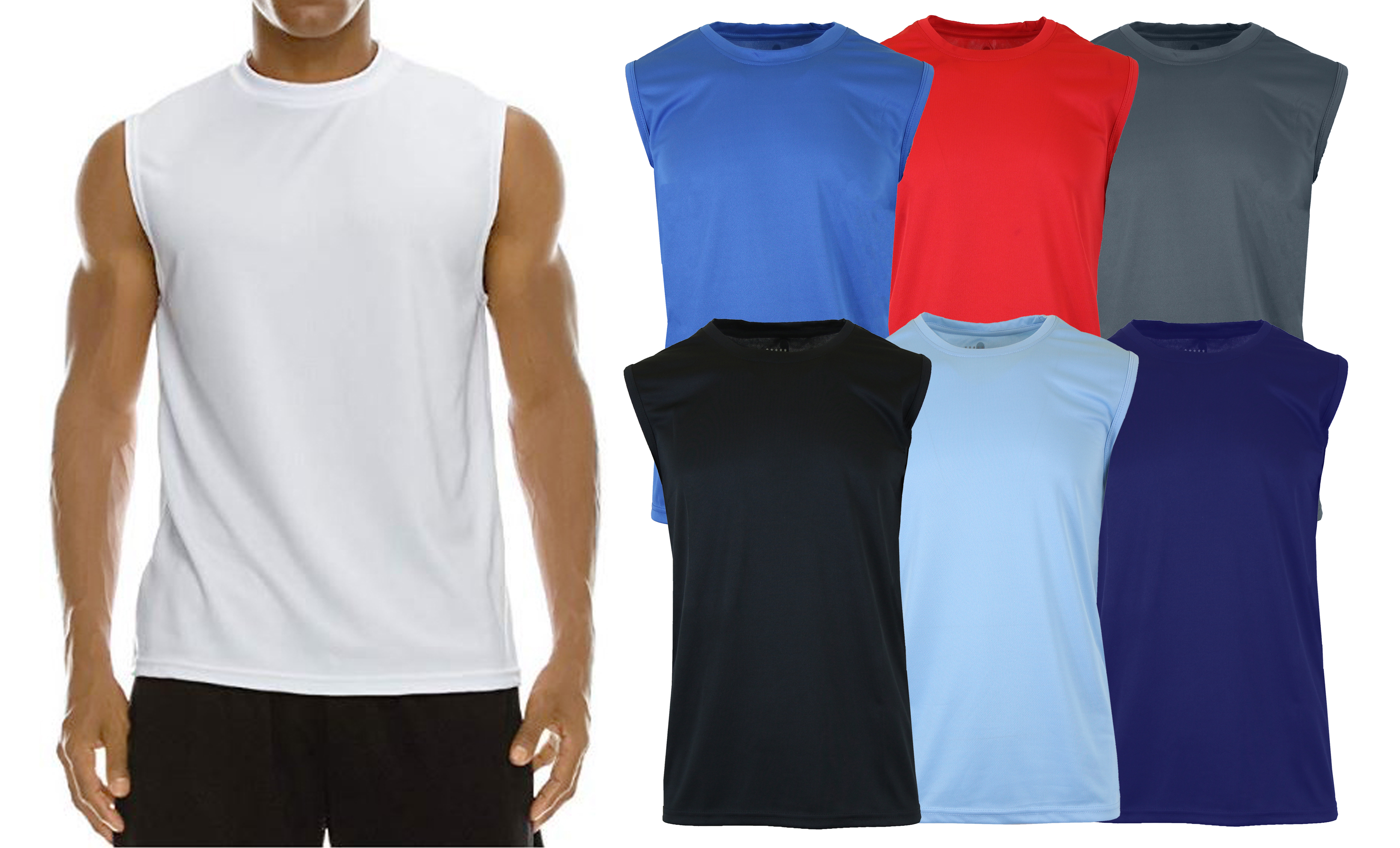 5-Pk Mens Moisture Wicking Muscle Tee - Gallery 7