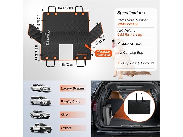 VEVOR Back Seat Extender for Dogs, Dog