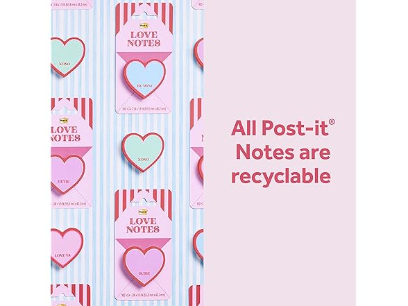 Post-it Heart Sticky Notes, Purple Heart