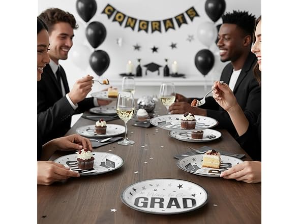 Fun Express Grad Plates 25ct White