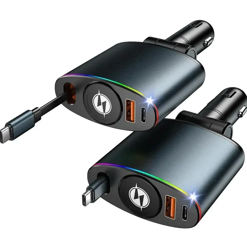 2-PK 3 in 1 Retractable Car Charger - Gallery 8