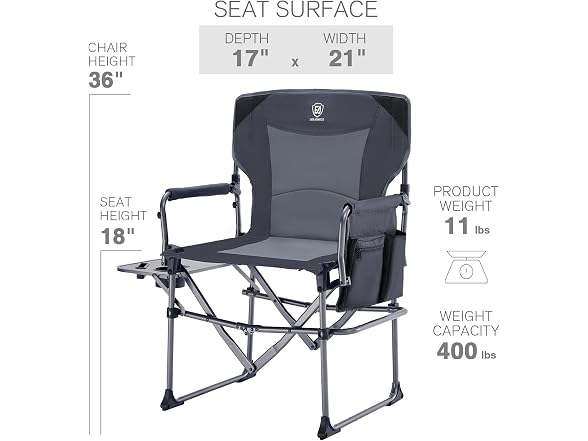 EVER ADVANCED Grey Camping Chair 2 Pack